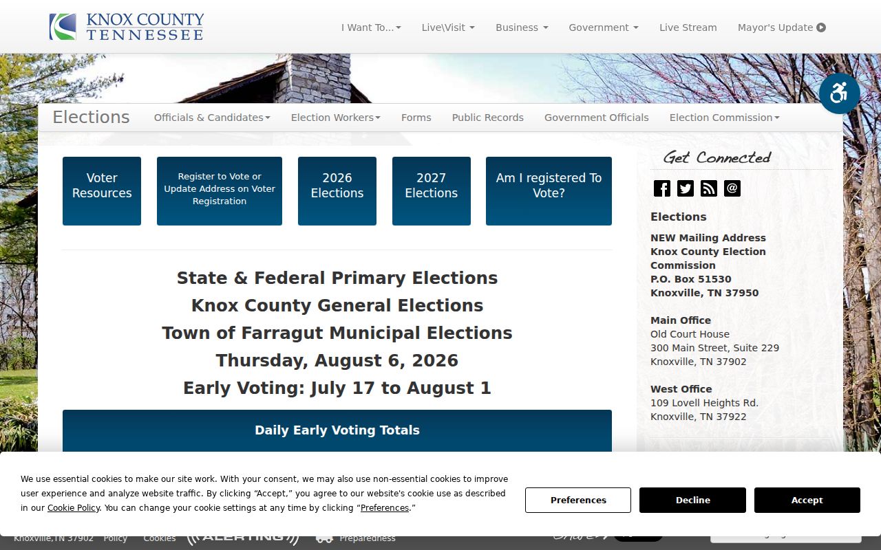 Farragut voter registration records on the Knox County Election Commission site